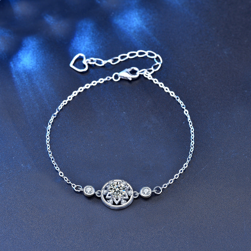 925 Sterling Silver Monternet Moissanite Bracelet - Silver - Sterling Silver Bracelets