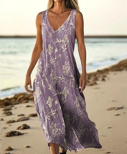 Summer Sleeveless Casual Print Temperament Long Dress - 49 Model E688 / L - Dresses