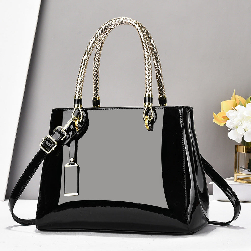 Glossy Large-Capacity Casual Shoulder Crossbody Handbag - Black / 29X13X21CM - Bags Backpacks & Luggage
