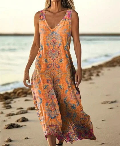 Summer Sleeveless Casual Print Temperament Long Dress - 53 Model E688 / L - Dresses