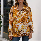 Loose Casual Printed Single-breasted Lapel Shirt