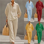 Women’s Short-sleeved Suit Summer Loose Pullover Top And Straight-leg Trousers Outfit Clothing - Womens Tracksuits