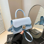 Womens Light Solid-Colour Commuter Crossbody Bag With Lock Closure - Blue - Bags Backpacks & Luggage