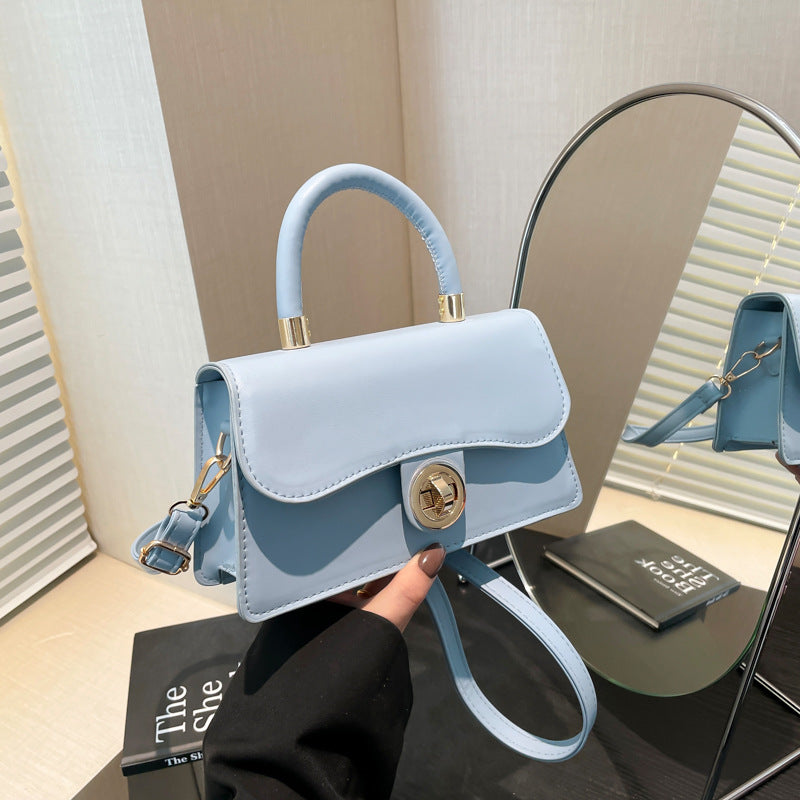 Womens Light Solid-Colour Commuter Crossbody Bag With Lock Closure - Blue - Bags Backpacks & Luggage