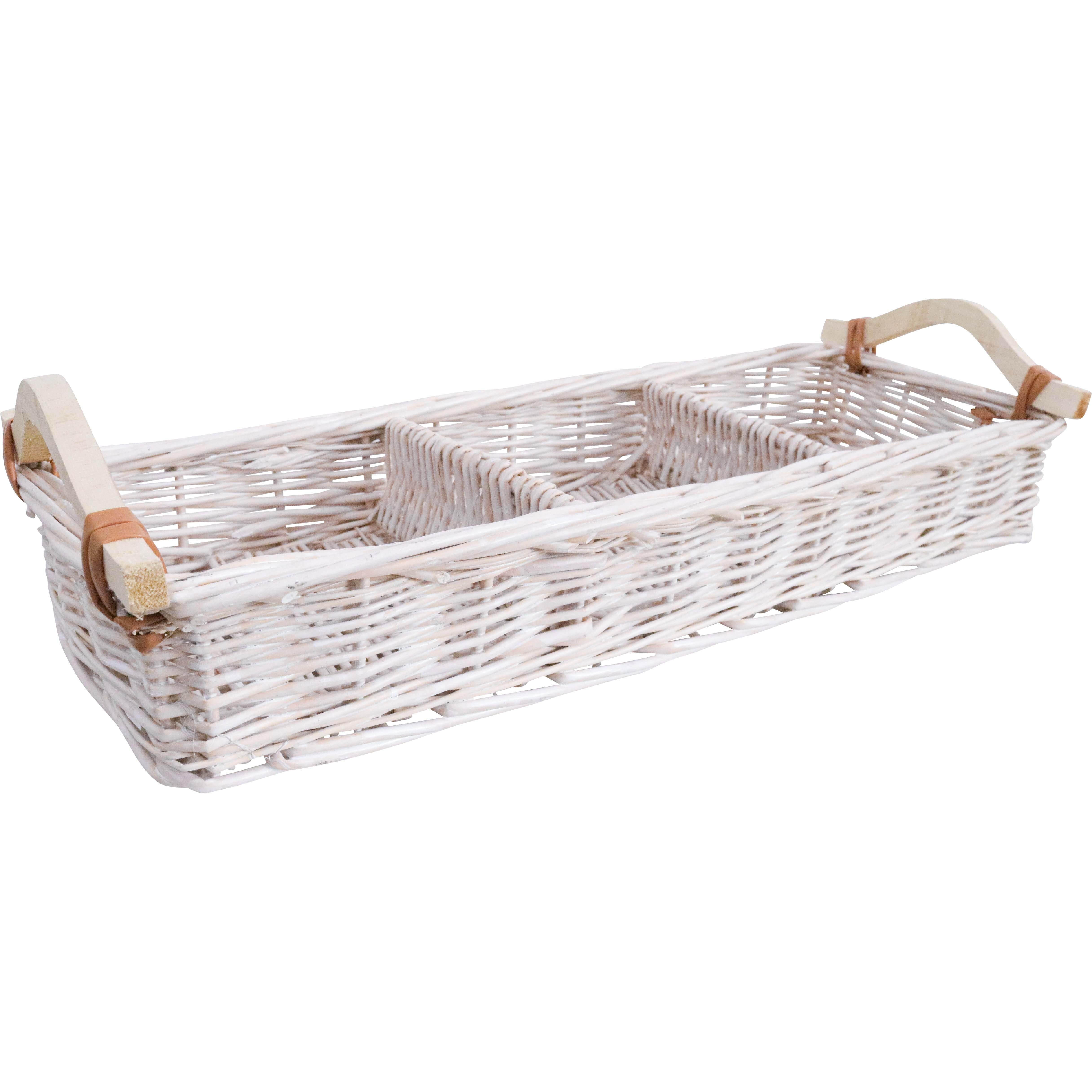 Tray Wicker Storage White | 50 x 17 x 7 cm Main image
