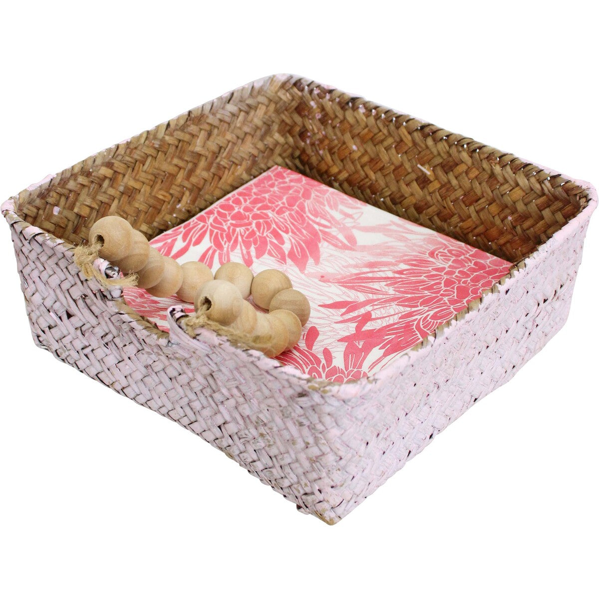 Napkin Holder Wash Pink/beads | 20 x 20 x 7 cm