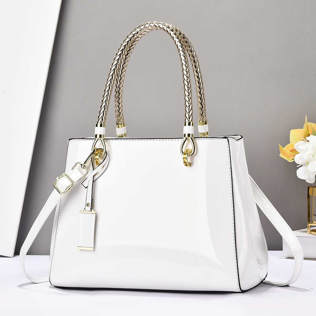 Glossy Large-Capacity Casual Shoulder Crossbody Handbag - Bags Backpacks & Luggage