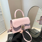 Womens Light Solid-Colour Commuter Crossbody Bag With Lock Closure - Pink - Bags Backpacks & Luggage
