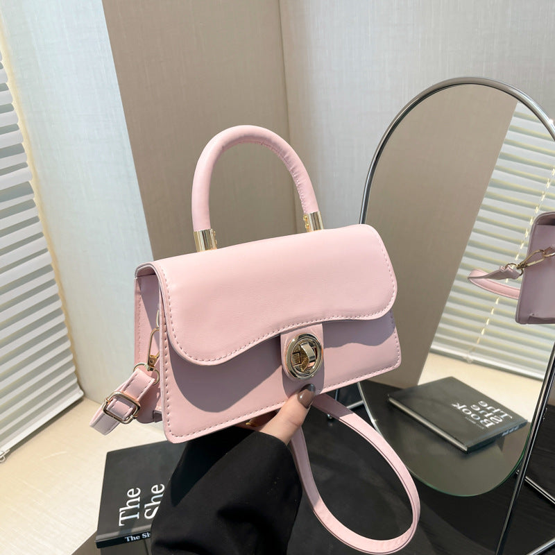 Womens Light Solid-Colour Commuter Crossbody Bag With Lock Closure - Pink - Bags Backpacks & Luggage