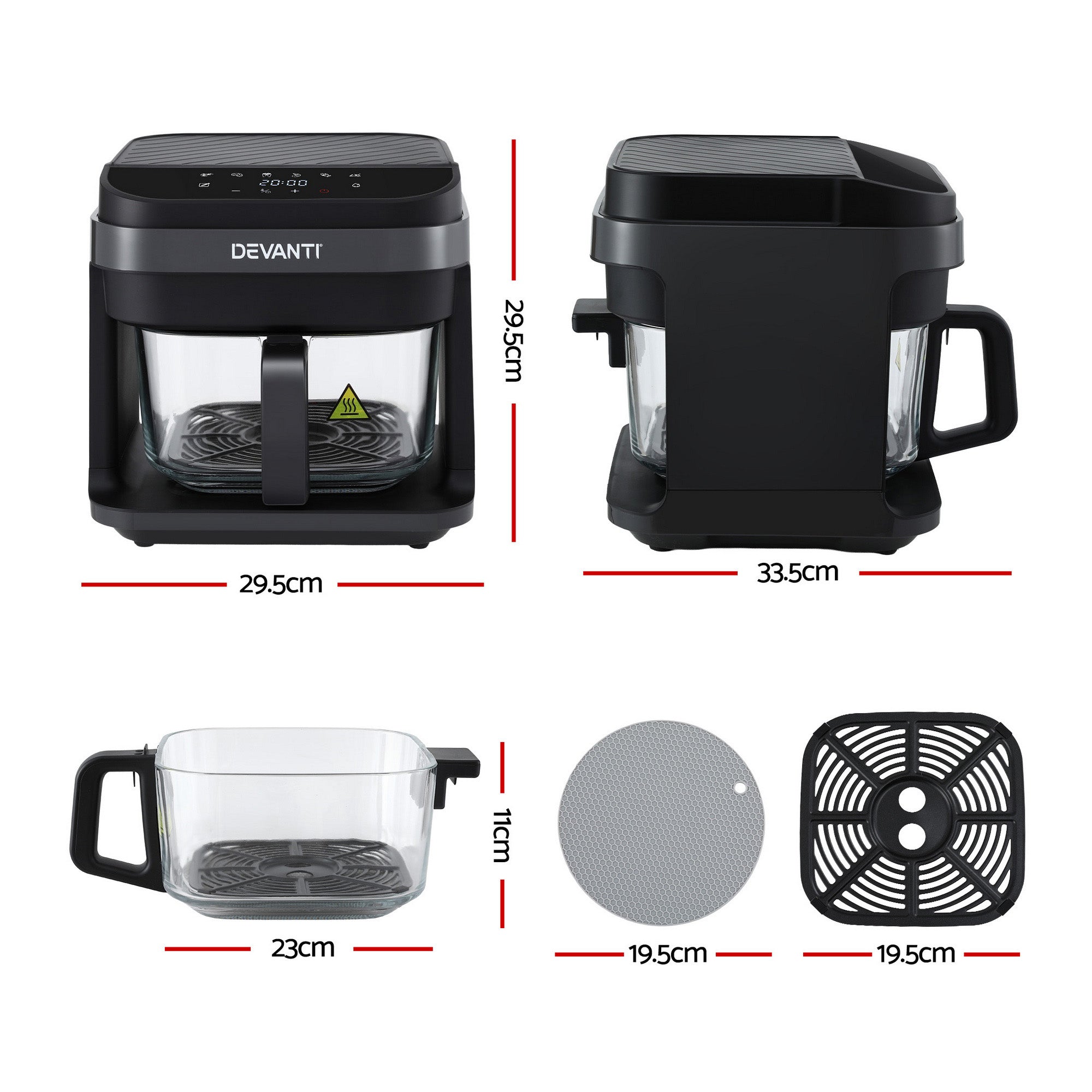 Devanti Air Fryer 5.5L Touch Control Electric Cooker 1200W Black Secondary image