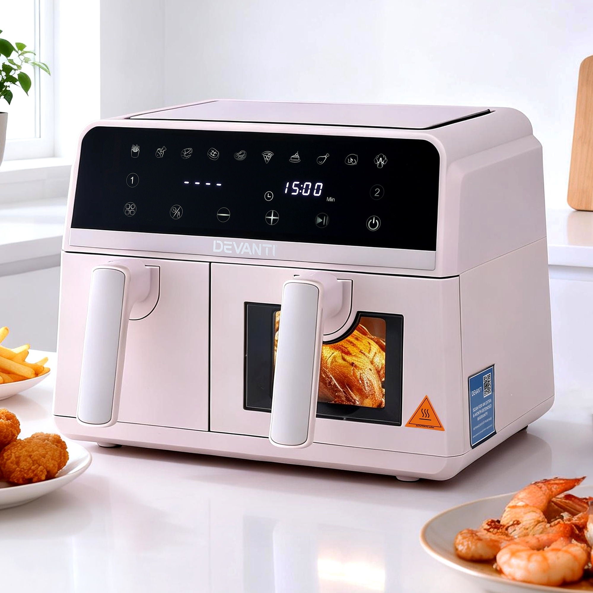 Devanti Air Fryer 9L Dual Zone Fryers 2600W Pink Hauptbild