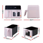Devanti Air Fryer 9L Dual Zone Fryers 2600W Pink