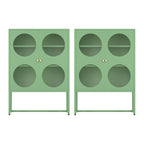 Artiss 2x Buffet Sideboard Cabinet ELLA Cupboard Storage Glass Doors Metal Green