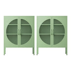 Artiss 2x Buffet Sideboard Cabinet ELSA Cupboard Storage Mesh Doors Metal Green
