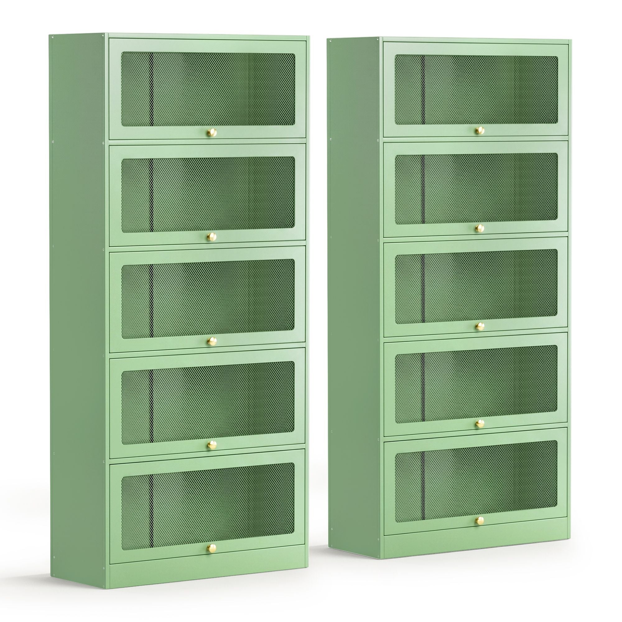 2x Buffet Sideboard Cabinet Storage Cupboard Mesh Doors Metal ELIA Green Main image