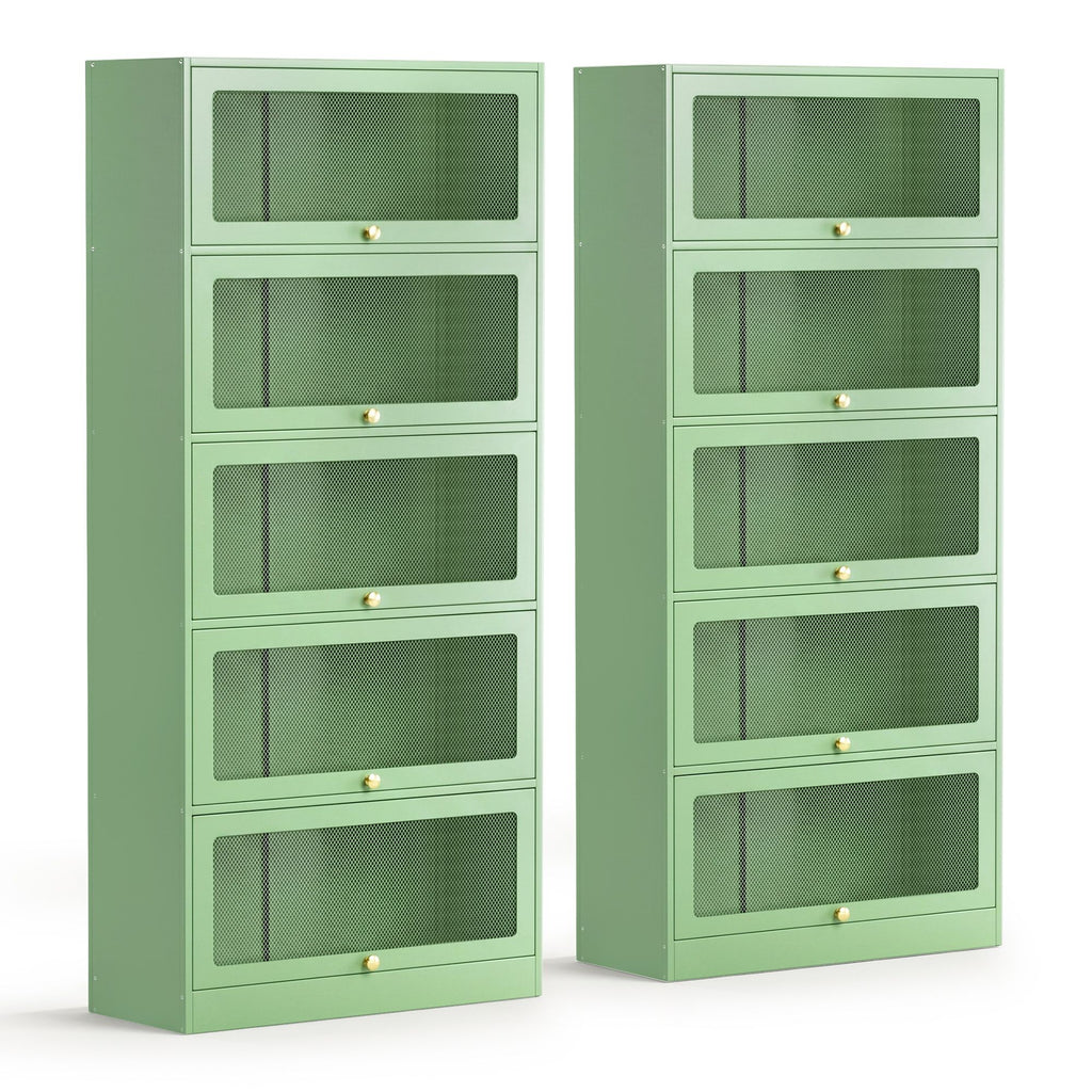 Artiss 2x Buffet Sideboard Cabinet Storage Cupboard Mesh Doors Metal ELIA Green