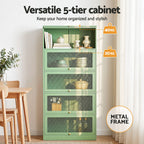 Artiss 2x Buffet Sideboard Cabinet Storage Cupboard Mesh Doors Metal ELIA Green