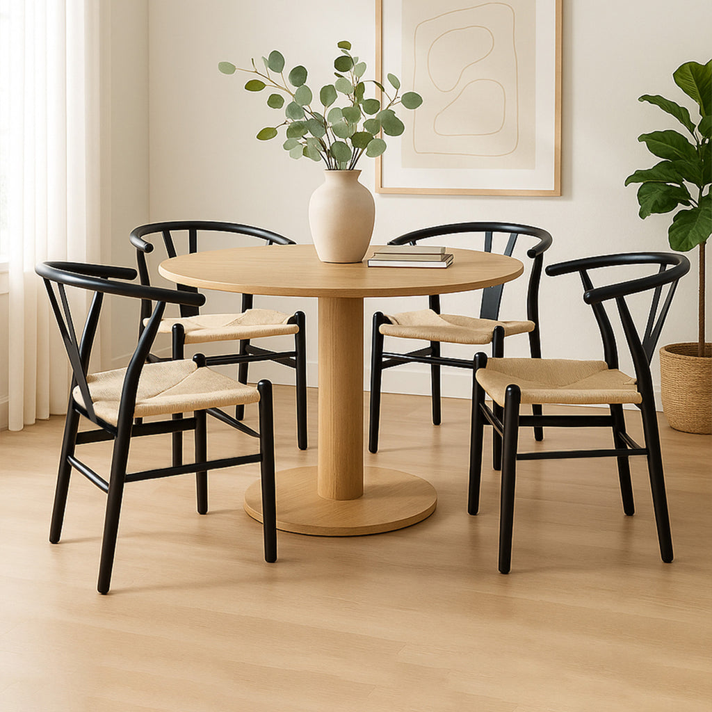 Levede 4x Dining Chairs Wooden Hans Black-2018816917736919047