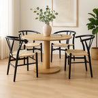 Levede 4x Dining Chairs Wooden Hans Black-2018816917736919047