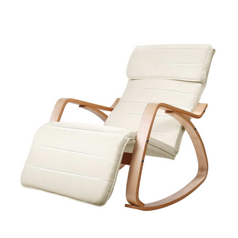 Artiss Rocking Armchair Footrest Nursing Beige Afton Main image