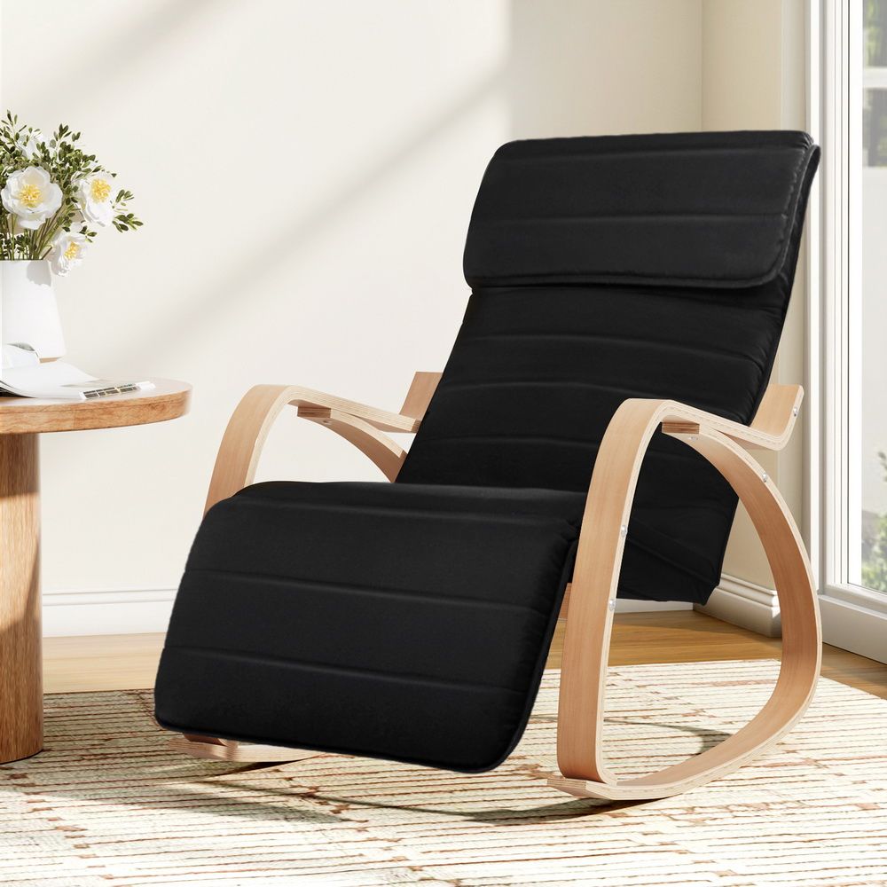 Artiss Rocking Armchair Footrest Nursing Black Afton Main image