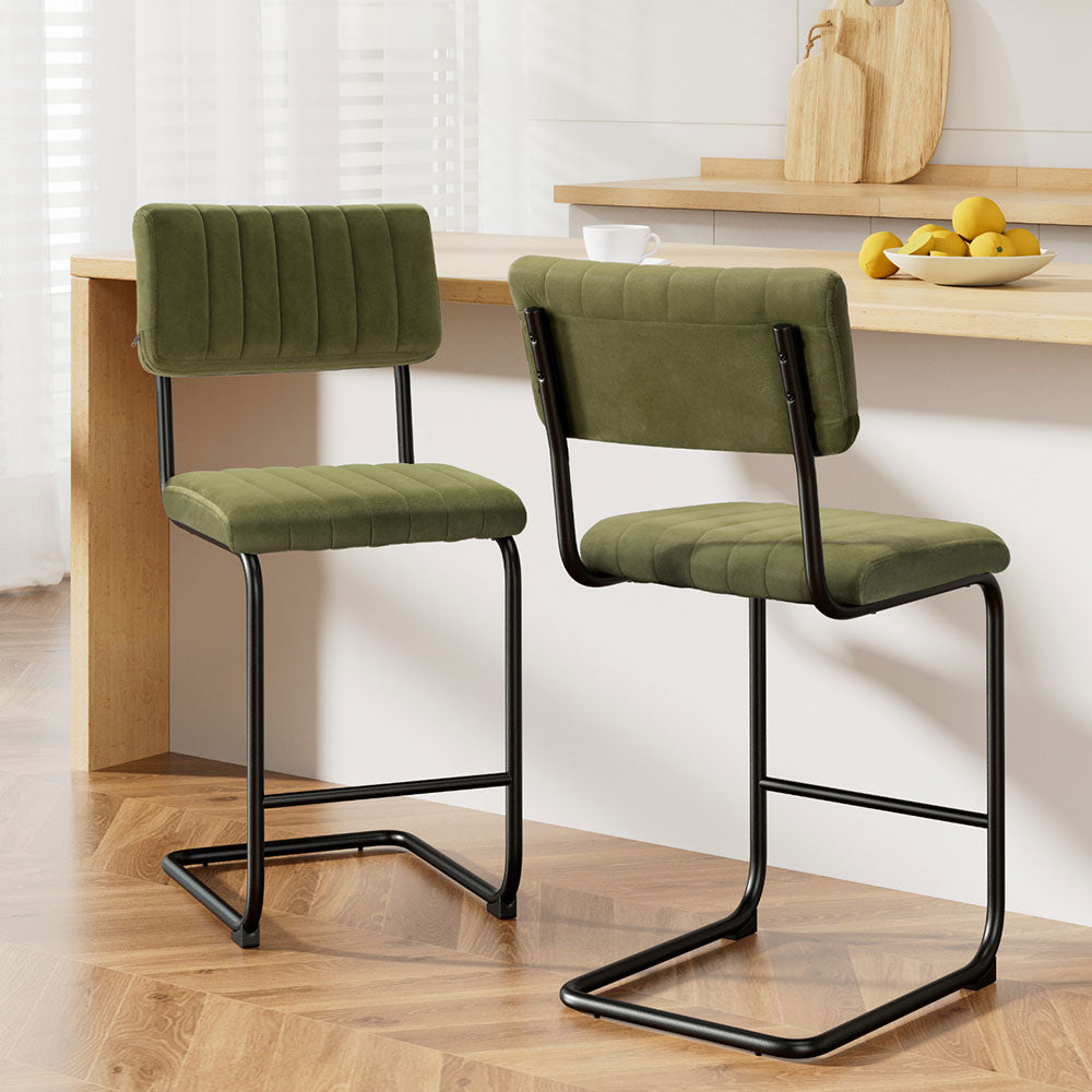 Bar Stools Velvet Chairs (set of 2) - Green Main image