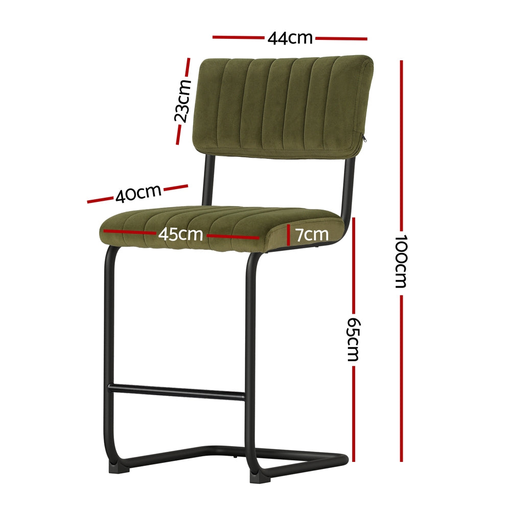 Bar Stools Velvet Chairs (set of 2) - Green Secondary image
