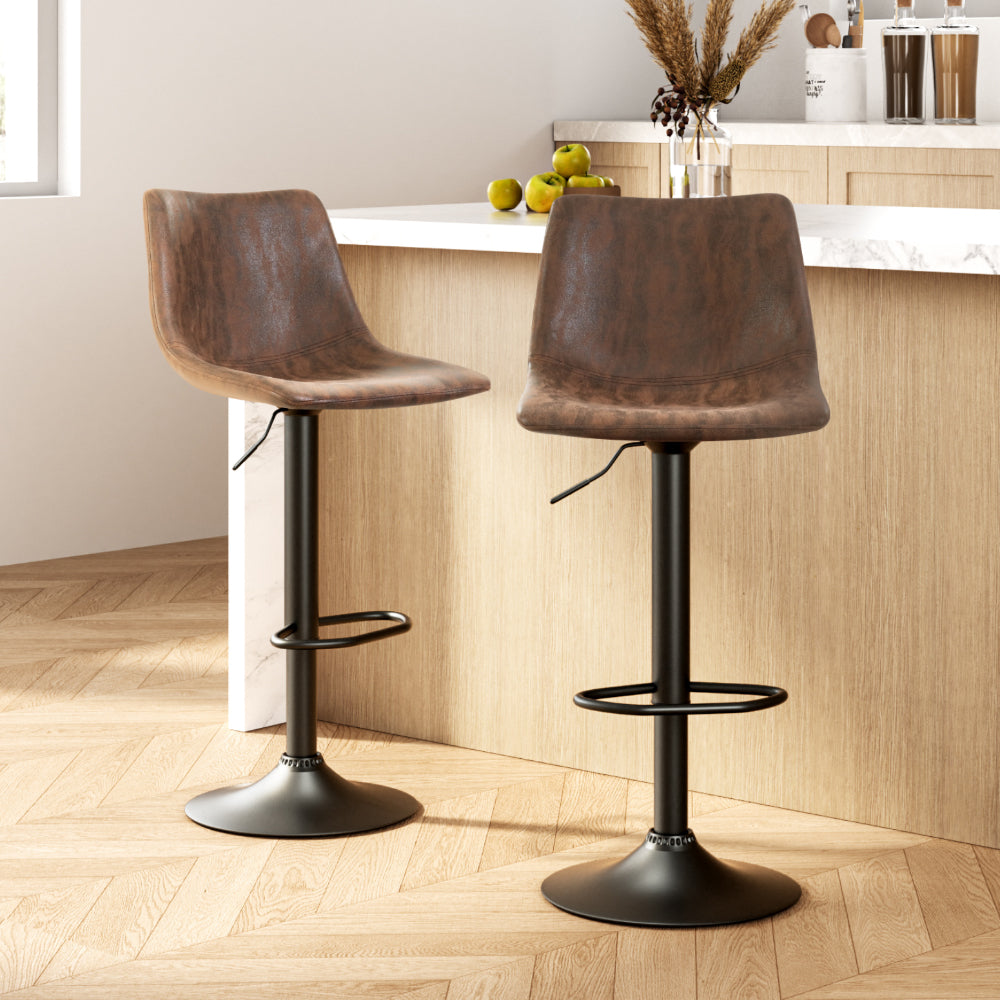 Vintage style Gas-lift Switven Bar Stools (set of 2) - Brown Main image