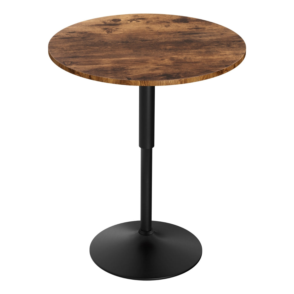 60cm 360 swivel Height-Adjustable Gas-lift Bar Table - Rustic Brown & Black Main image