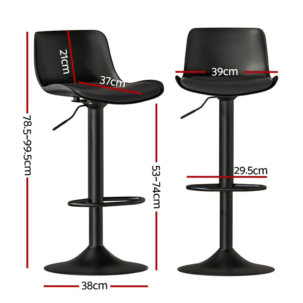 Bar Stools Padded Seat Gas Lift (set of 2) - Black Secondary image