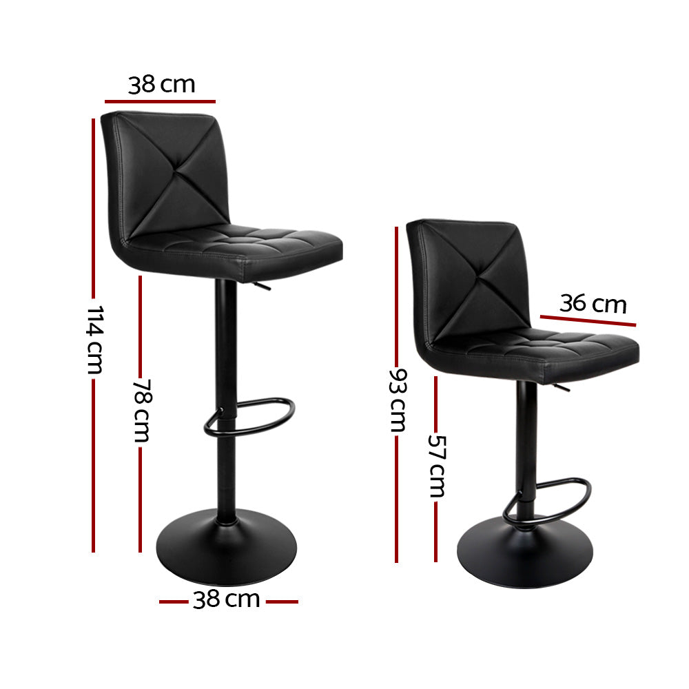 2x Bar Stools Kitchen Dining Chairs Gas Lift Stool Leather Black Secondary image