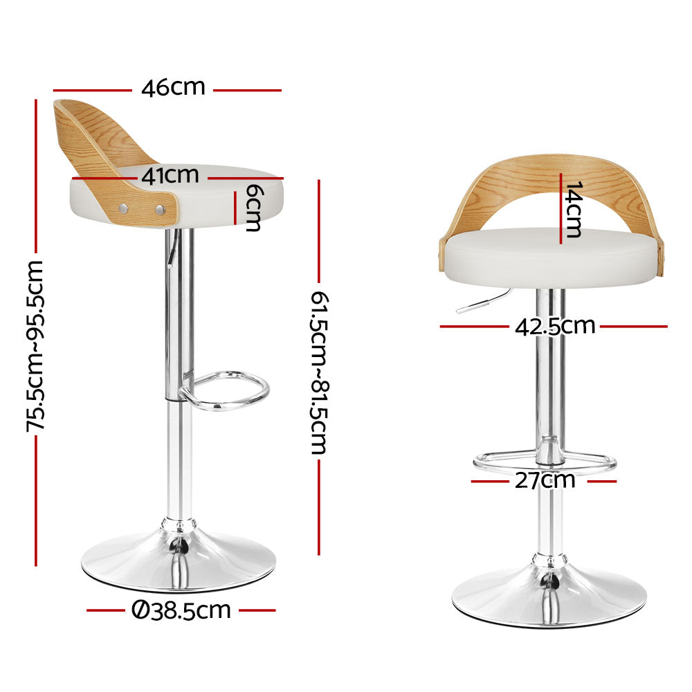 Adjustable Leather Padded Bar Stools (set of 2) - White Secondary image