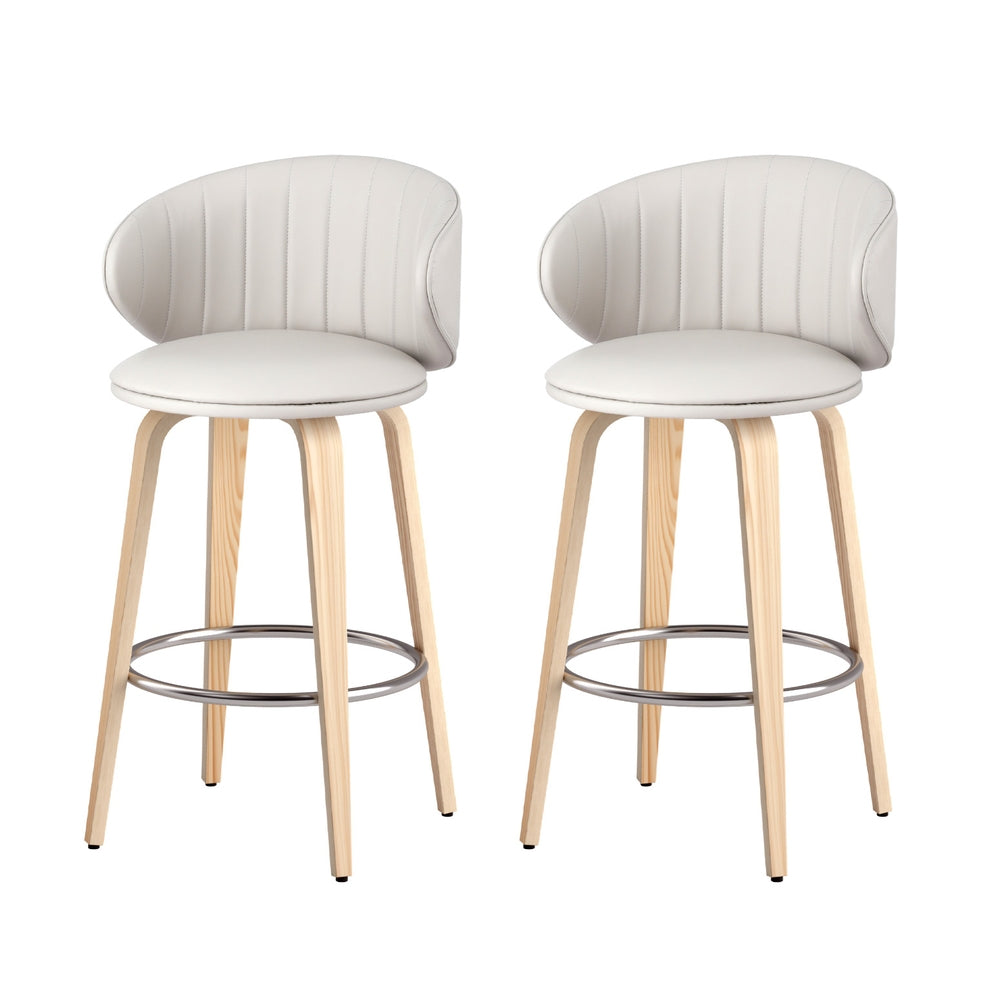 Bar Stools Dining Chairs Contoured Leather Wood Stool (set of 2) Main image