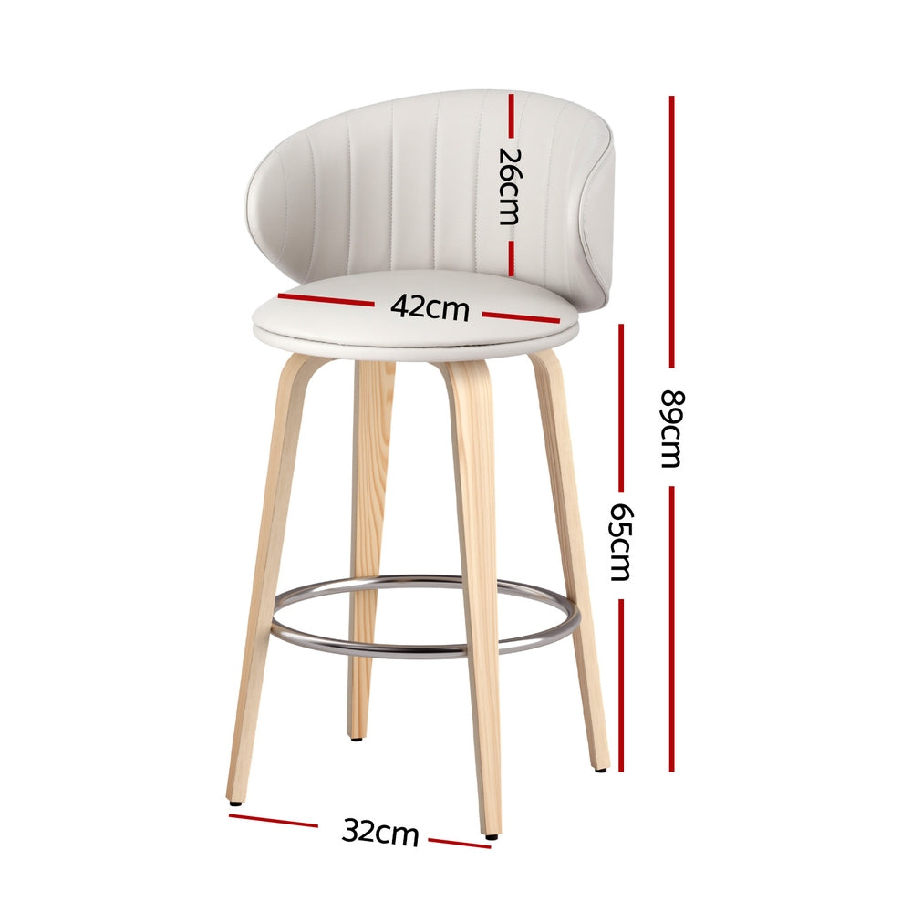Bar Stools Dining Chairs Contoured Leather Wood Stool (set of 2) Secondary image