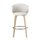 2x Artiss Bar Stools Dining Chairs Contoured Leather Wood Stool