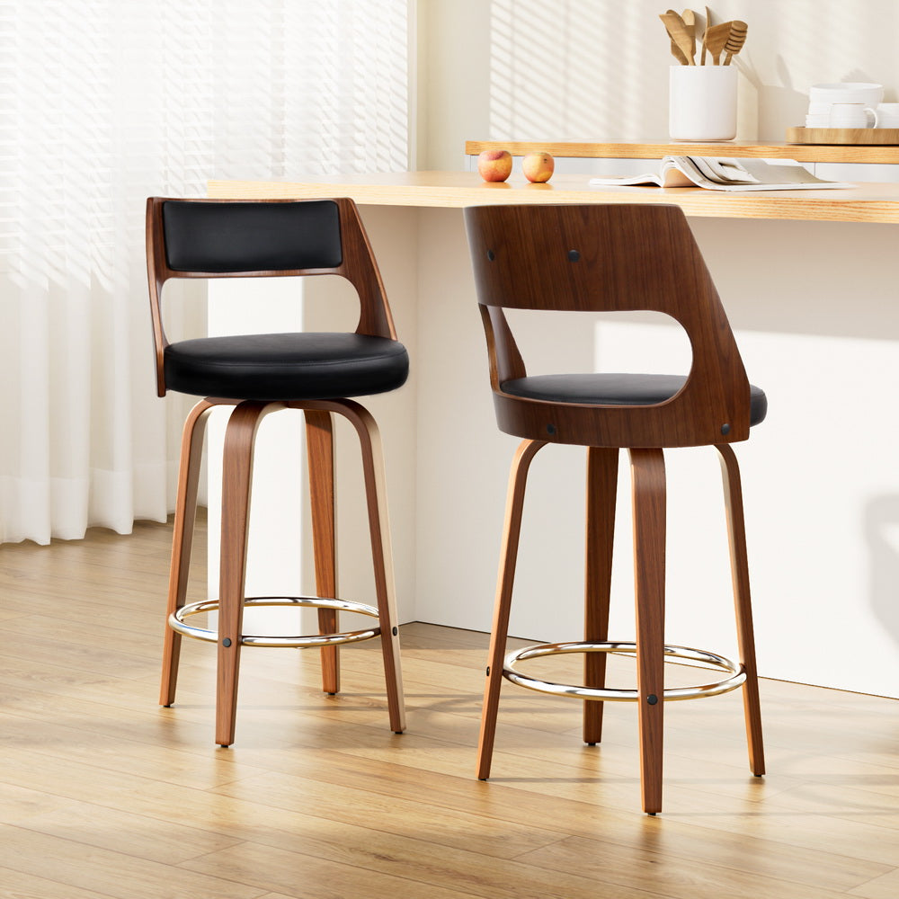 65cm Bar Stools Swivel Leather Chair (set of 2) Secondary image