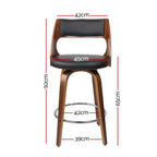 Artiss 2x Bar Stools Swivel Leather Chair 65cm