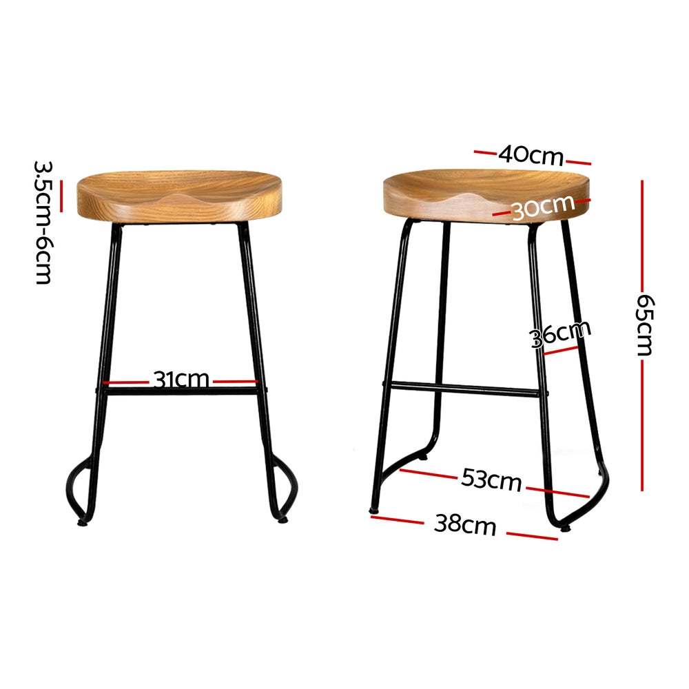 Bar Stools Tractor Seat 65cm (set of 4) - Wooden Secondary image
