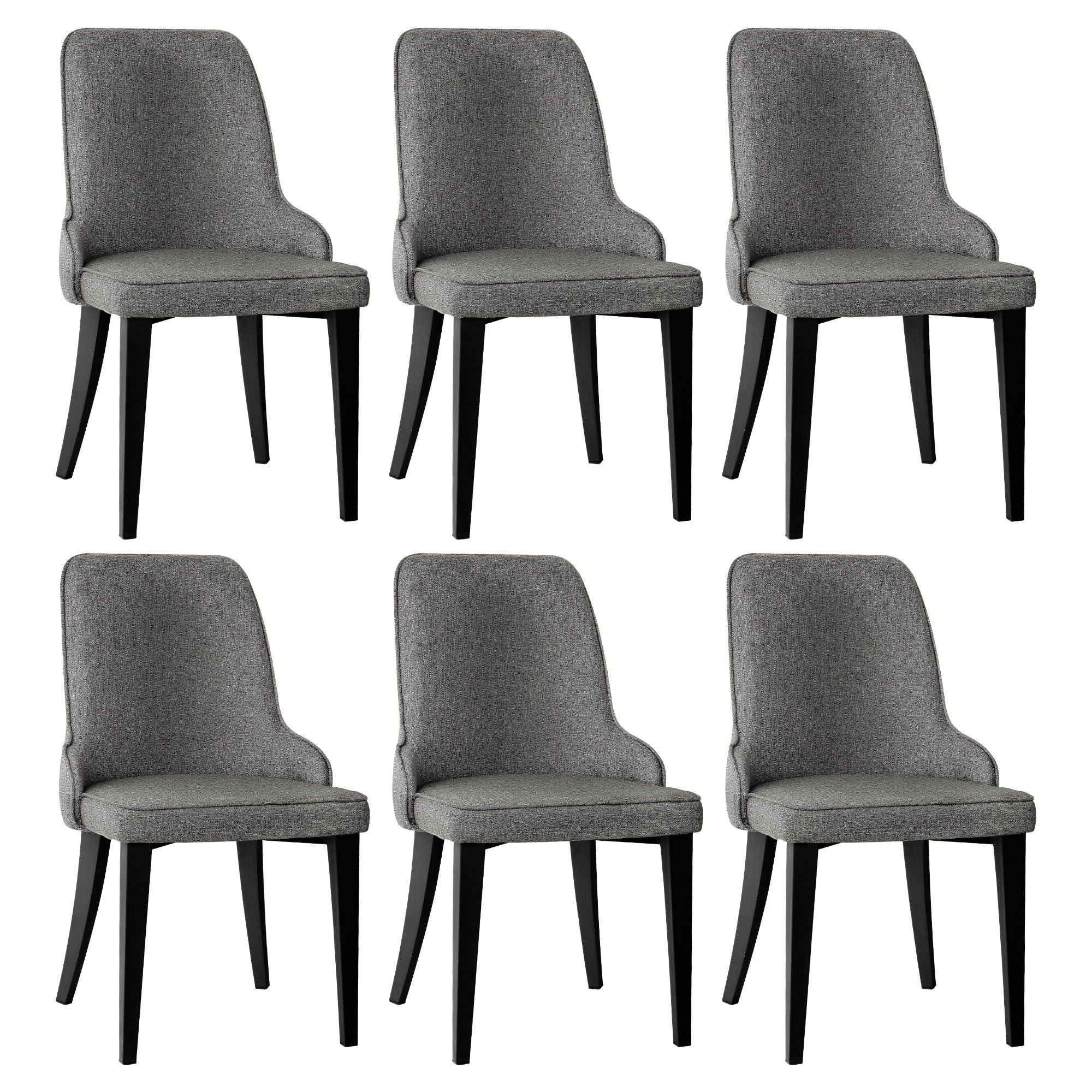 Dining Chairs Set of 6 Linen Fabric Grey Main image