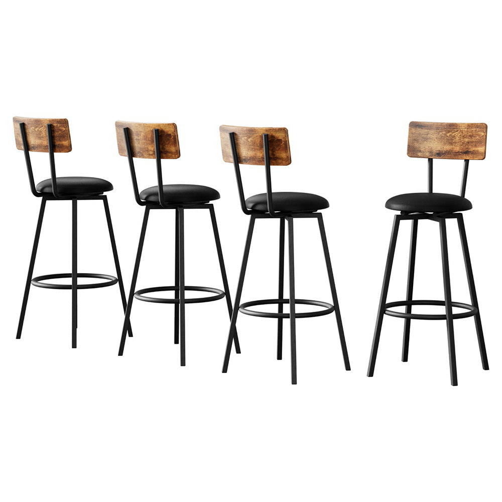 Upholstered Steel Framed Industrial Counter Bar Stools (set of 4) - Black Main image