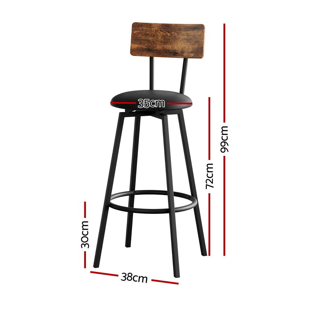 Upholstered Steel Framed Industrial Counter Bar Stools (set of 4) - Black Secondary image