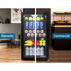 Devanti 98L Bar Fridge Glass Door Mini Fridges Freezer Black