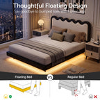 Artiss Double Bed Frame, Floating Design with RGB LED and USB Charging