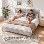Artiss King Single Bed Frame with Headboard, Faux Linen Fabric Grey