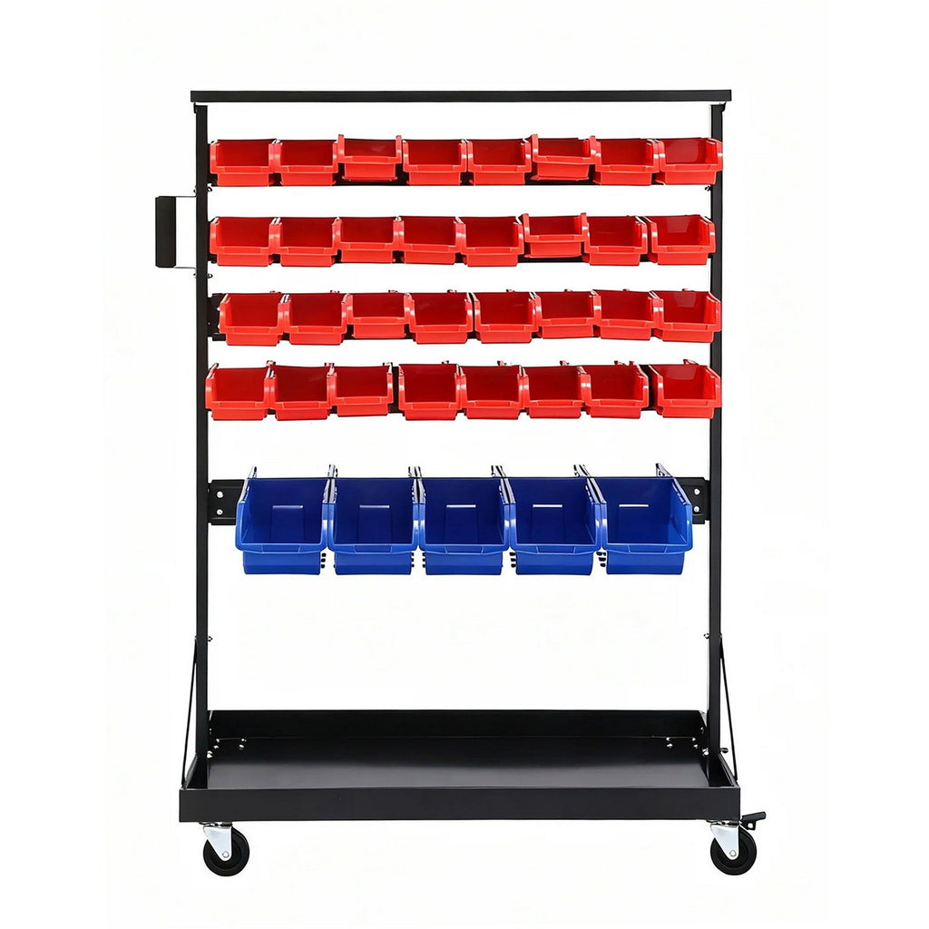 Giantz 74 Bins Storage Rack Double Sided Mobile Garage Workshop Tools Organizer