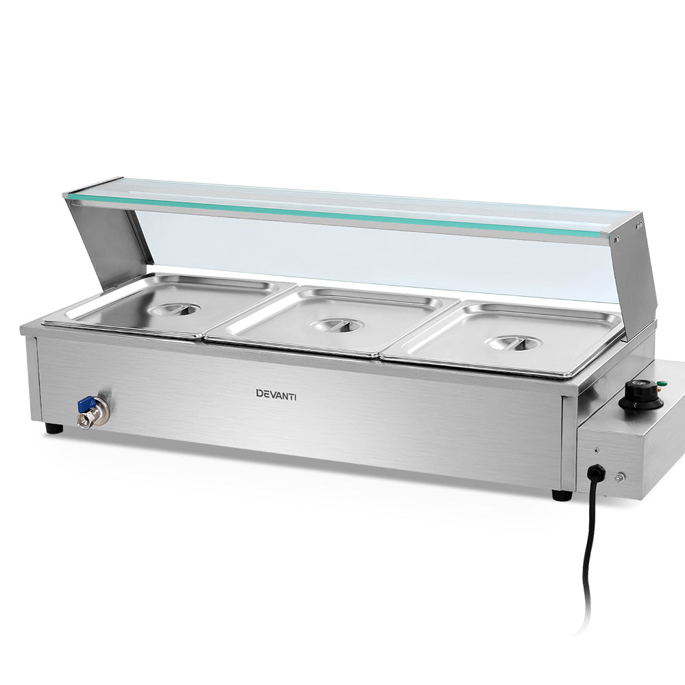 Devanti Commercial Food Warmer Bain Marie 3 Electric Buffet Pans Hauptbild
