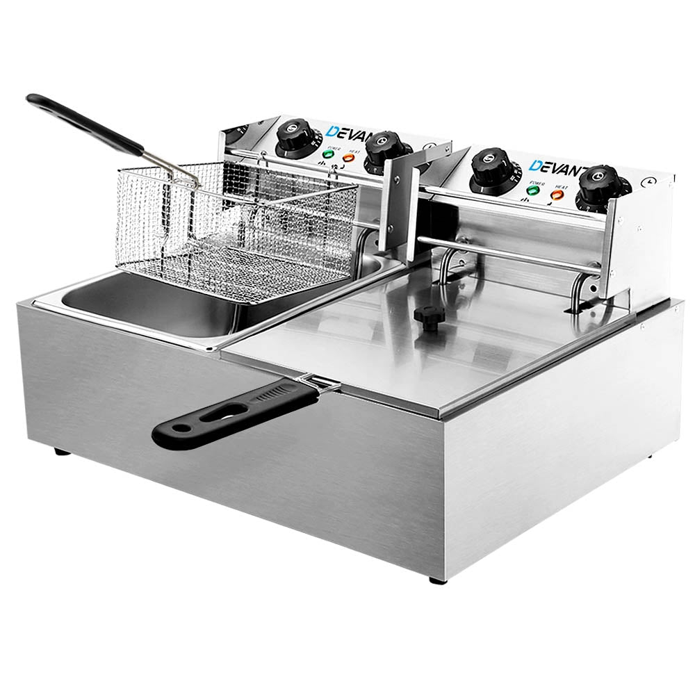 Devanti 20L Electric Commercial Deep Fryer Double Baskets 4400W Hauptbild