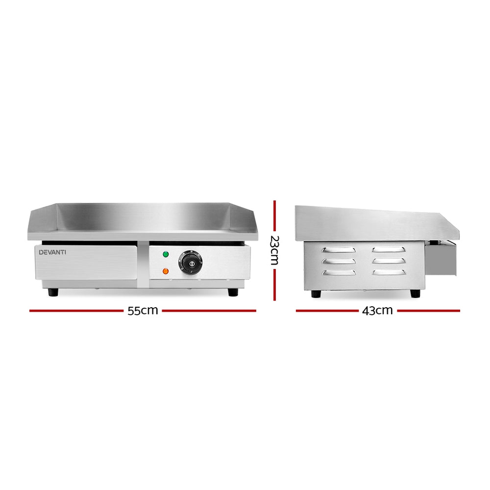 Devanti Commercial Electric Griddle 55cm BBQ Grill Plate 3000W Secondary image
