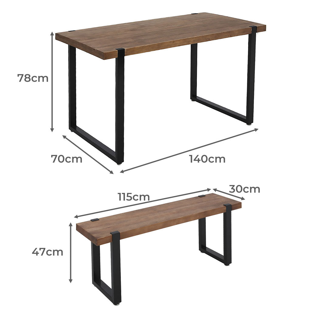Wooden Dining Sets 1XTable+2X Secondary image
