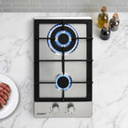 Devanti Gas Cooktop 30cm 2 Burner Silver